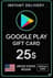 Google Play lahjakortti - Yhdysvallat 25 $