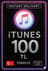 iTunes 기프트 카드 100 TL 잔액