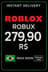 Tarjeta de Regalo Roblox R$279,90 ( 4500 Robux )
