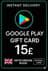 Google Play Gift Card - United Kingdom UK 15 £