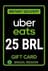 Uber Eats сыйлық картасы - 25 BRL