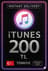 iTunes Hediye Kartı 200 TL Bakiye