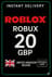 Roblox 20 GBP Κάρτα Παιχνιδιού (Ηνωμένο Βασίλειο)
