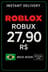 Cartão Presente Roblox R$27,90 ( 400 Robux )